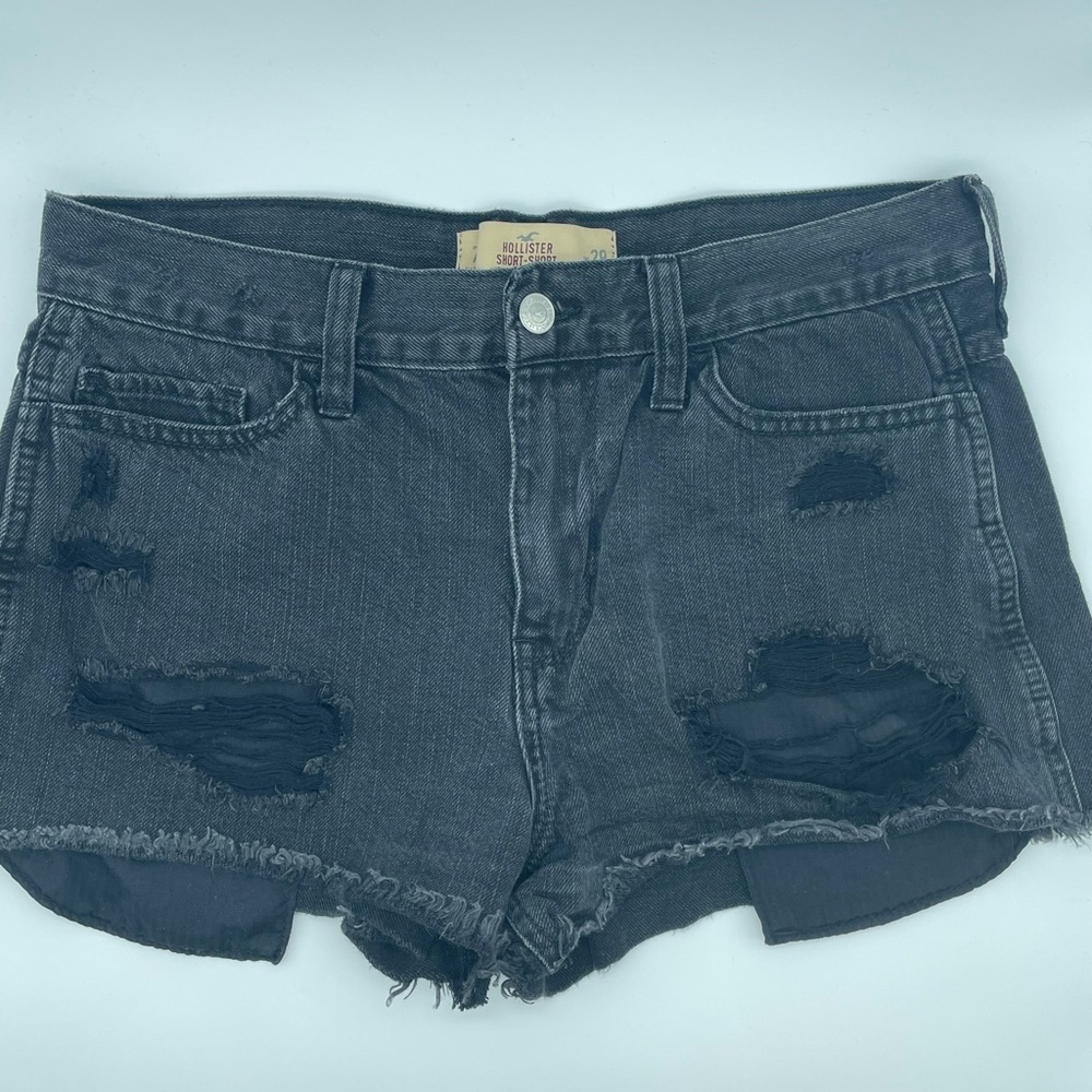 Black ripped jean shorts - Hollister